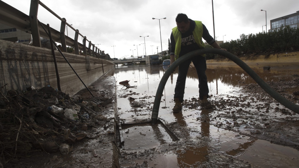 Flooding cleanup in Elefsina, western Athens