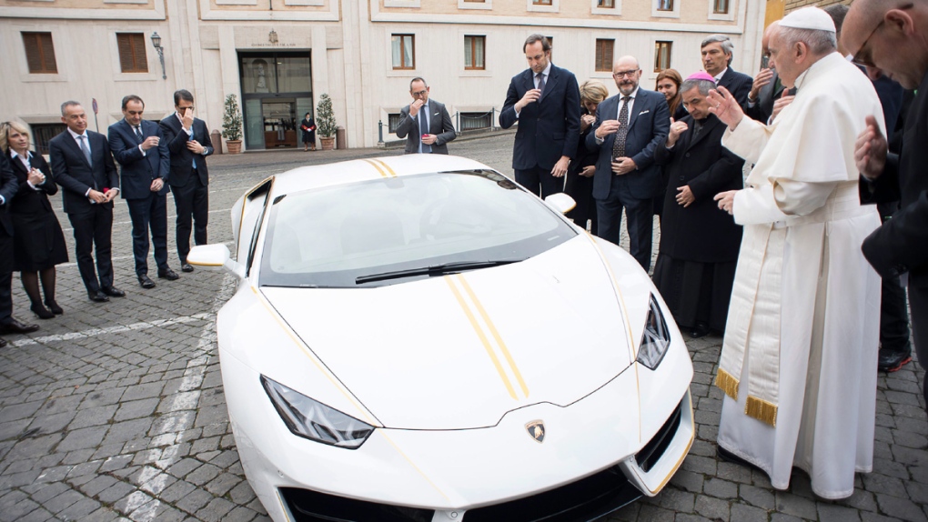 Pope Francis blesses a Lamborghini