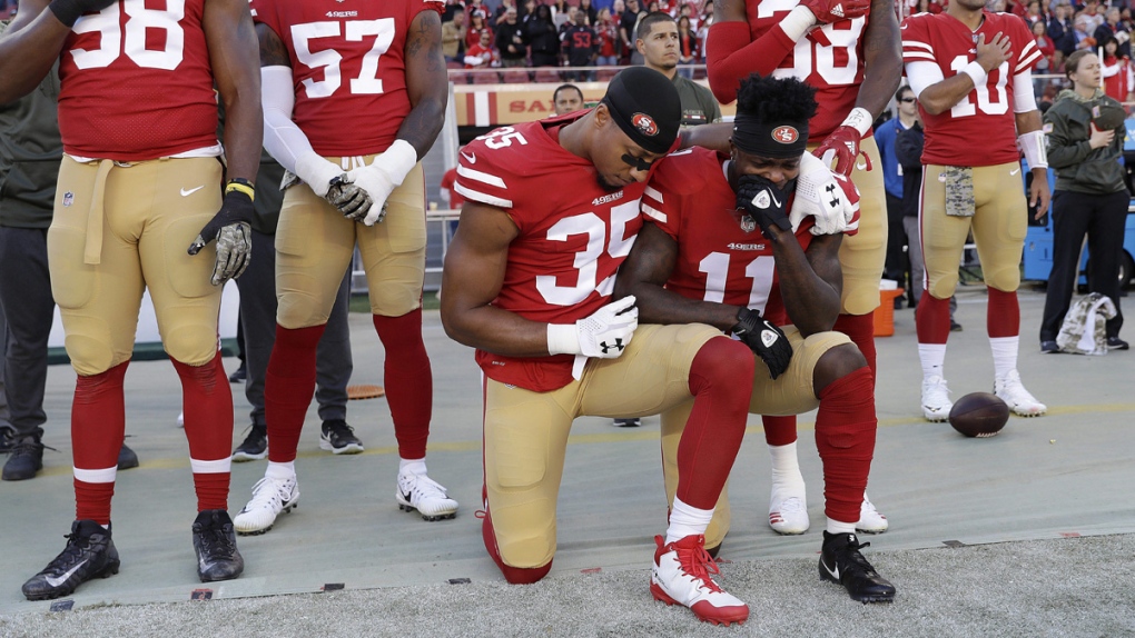 NFLers kneeling during the national anthem