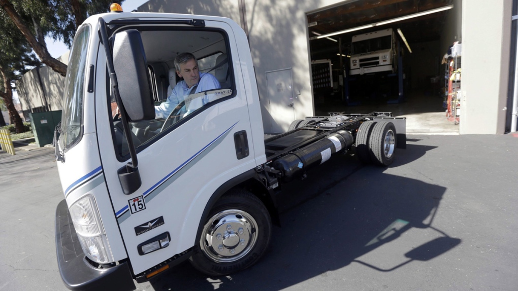 Electric-powered truck in San Jose, Calif.