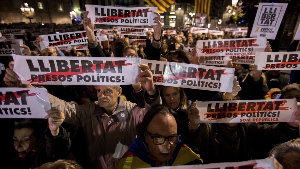 Protesters in Barcelona, Spain