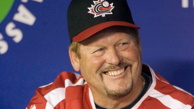 Team Canada manager Ernie Whitt talks to media prior to a World Baseball Classic group C game, at the Rogers Centre, in Toronto, on Saturday March 7, 2009. (THE CANADIAN PRESS/Chris Young)