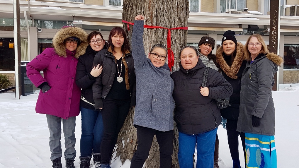 Red ribbons at MMIWG inquiry