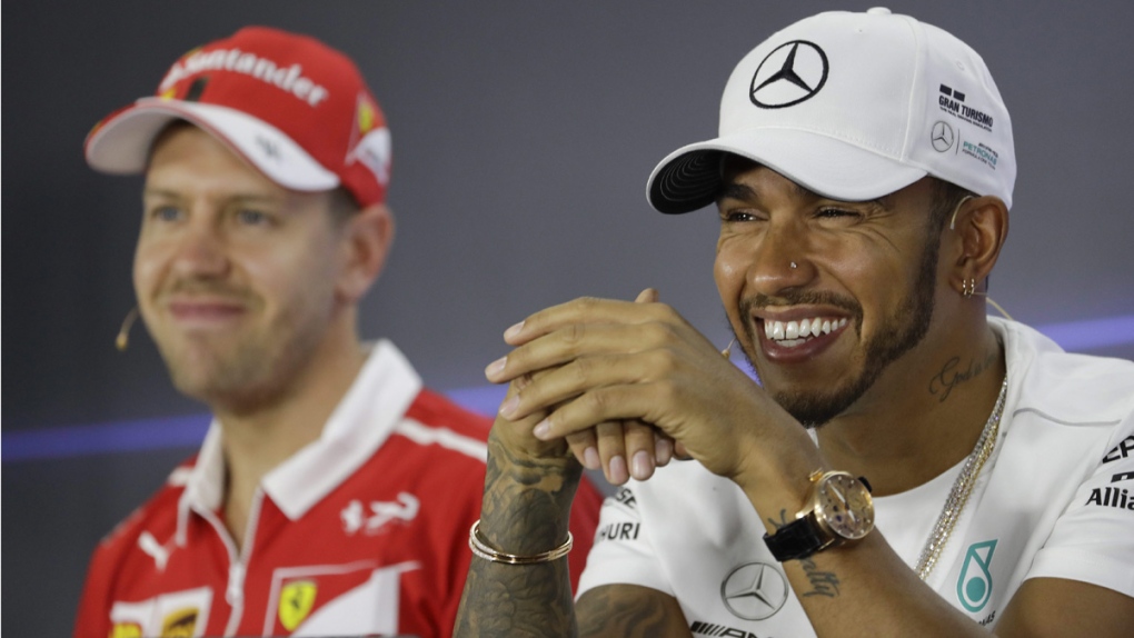 Lewis Hamilton, right, and Sebastian Vettel