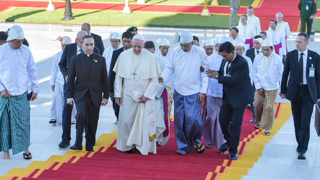 Pope Francis and Myanmar's President Htin Kyaw