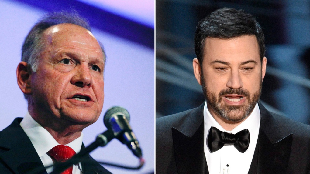 Roy Moore, left, and Jimmy Kimmel
