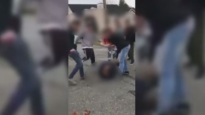 A video of teens brawling at a Duncan high school that is circulating on social media has sparked accusations of racism online. Dec. 4, 2017. (Facebook)
