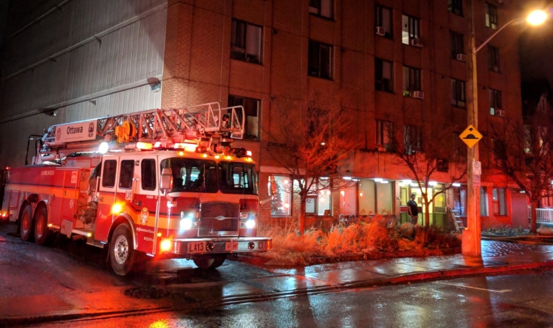 Ottawa Firefighters at the scene of a fire at 379 Gilmour Street, December 5, 2017. (Scott Stilborn / @OFSFirePhoto on Twitter)