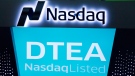 DavidsTea is listing as "DTEA" at the Nasdaq MarketSite in New York on June 5, 2015. (THE CANADIAN PRESS / AP, Mark Lennihan)