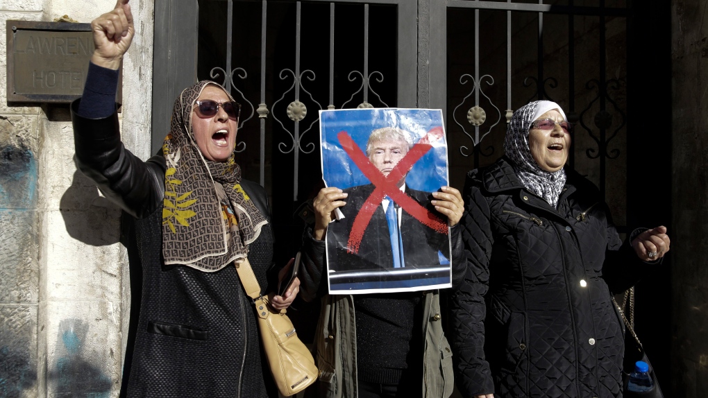 Palestinian women protesting