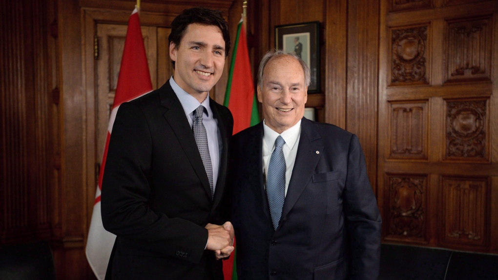 PM Trudeau and the Aga Khan on Parliament Hill