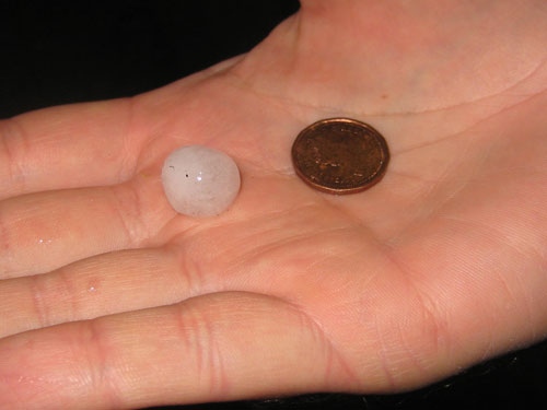The hail stones were about the size of a penny, not enough to do much damage but they did create a lot of noise. (CTV)
