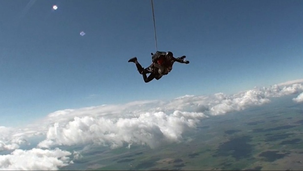 Collen Burris tries out skydiving