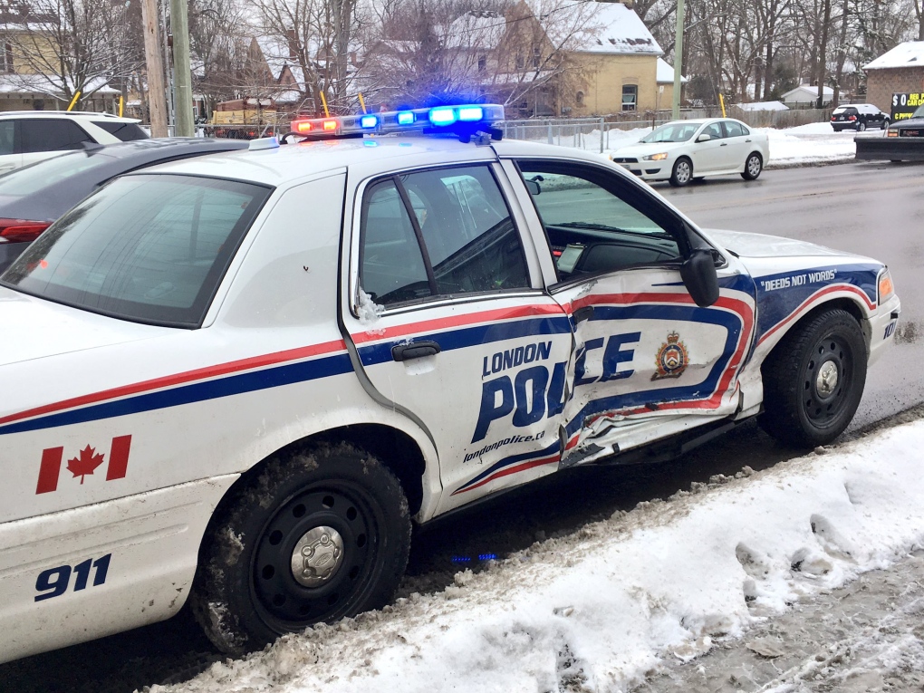 A police cruiser was damaged at Wharncliffe