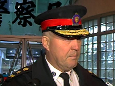 Toronto Police Chief Bill Blair updates the media late Sunday, May 10, 2009.