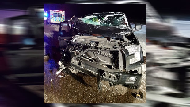 Coaldale - crash involving pickup and snowplow