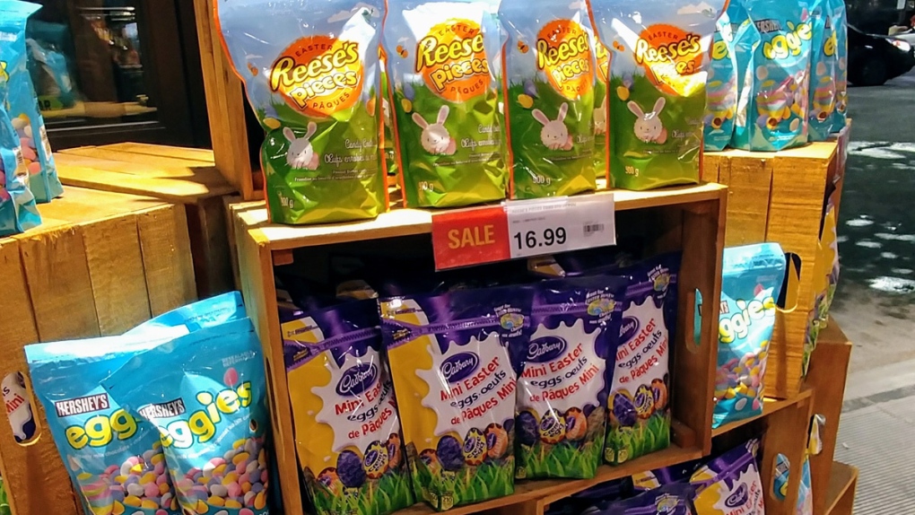 Easter items on display in a Toronto grocery store