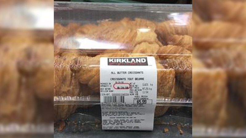 A package of Kirkland Signature All Butter Croissants is seen here. (Source: Canadian Food Inspection Agency)