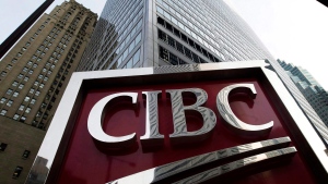 FILE - A photograph of the CIBC sign in Toronto's financial district in downtown Toronto on Thursday, Feb. 26, 2009. (THE CANADIAN PRESS/Nathan Denette)