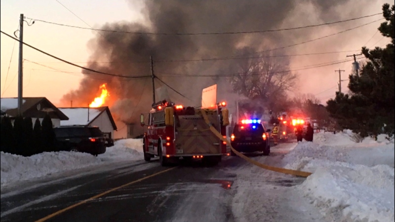 Firefighters are shown at the scene of a fatal fire in Brighton on Wednesday morning. (Submitted)