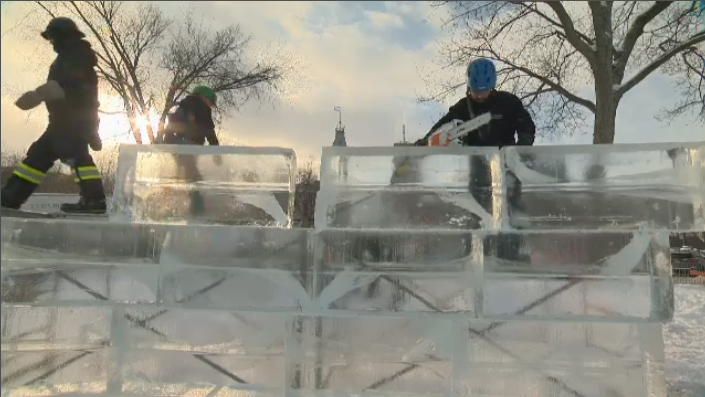 This year’s ice palace, with a two-week construction time frame, is breaking the traditional mold. Two first-year Laval University students entered a class contest, presenting what would ultimately go on to be the winning design for this year’s castle. (CTV Montreal)