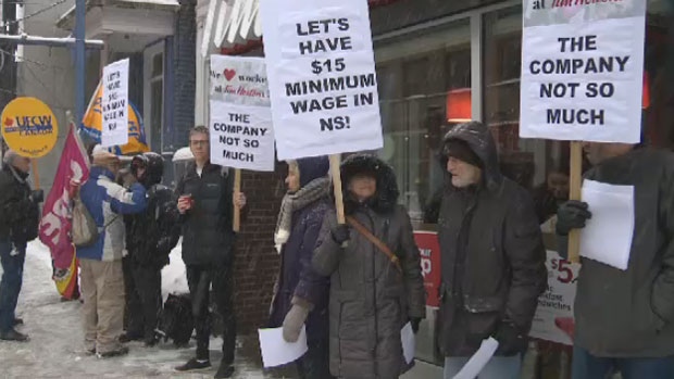 Minimum wage protest in Halifax, N.S. 