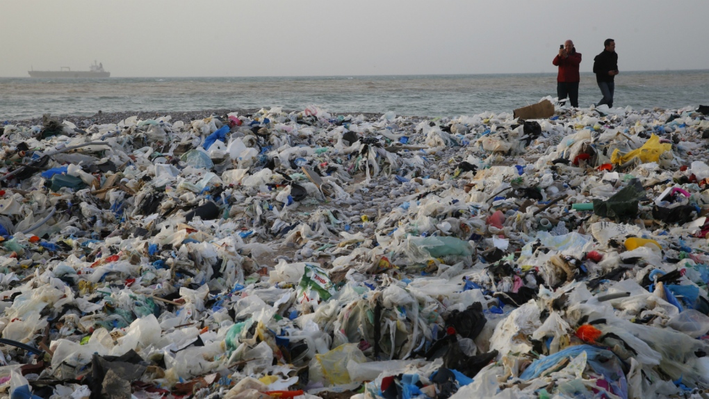 Garbage covers beach in Lebanon