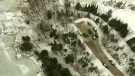 Drone footage of a scene Ontario Provincial Police are holding near Haliburton. They say human remains were discovered there on Jan. 21, 2018.