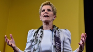 Former Ontario Premier Kathleen Wynne speaks to media at Legislative Assembly of Ontario in Toronto on Thursday Jan. 25, 2018. THE CANADIAN PRESS/Frank Gunn