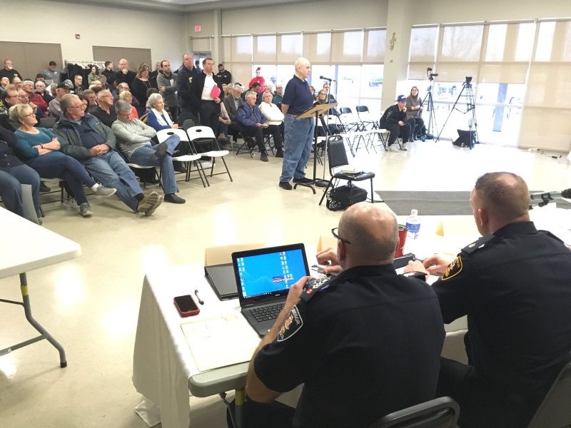 An Amherstburg resident tells a panel he is worried the town will be put on the back burner by police should police services be contracted to Windsor Police Services.
(Chris Campbell / CTV Windsor)