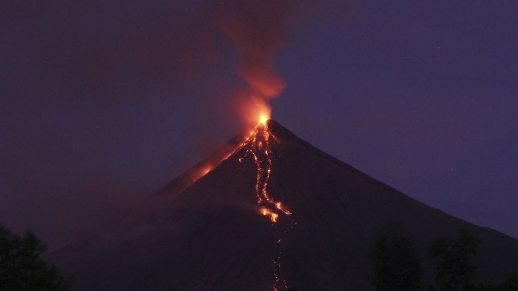 Lava flows down Mayon volcano in the Philippines