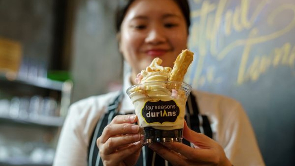 Durian ice cream at Mao Shan Wang cafe