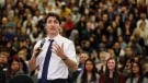 Prime Minister Justin Trudeau takes part in a town hall meeting in Edmonton on Thursday, February 1, 2018. The federal Conservatives are demanding Justin Trudeau apologize to veterans after the prime minister said some injured ex-soldiers are asking for more than the federal government can afford. THE CANADIAN PRESS/Jason Franson