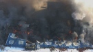 Firefighters are battling a six-alarm blaze at an industrial building in Port Colborne, Ont. 