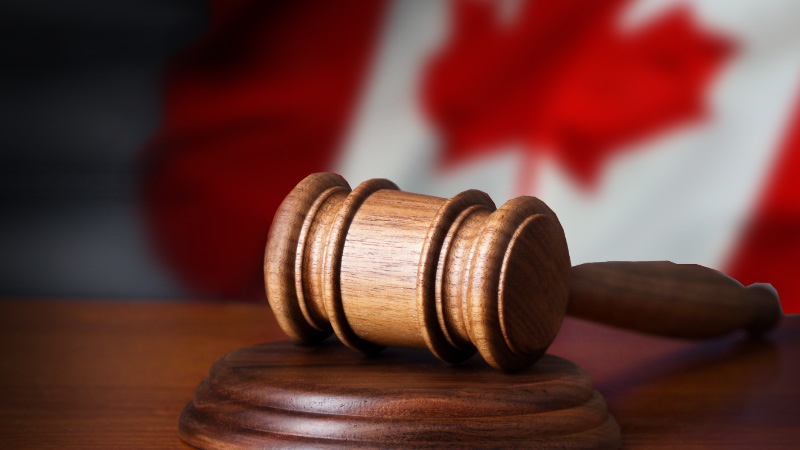Canada law - gavel and flag