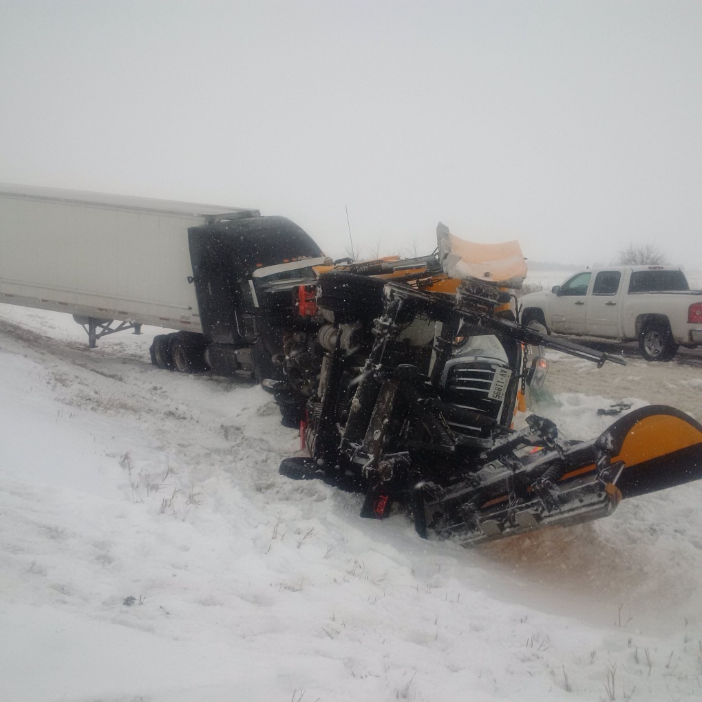 Snow plow crash