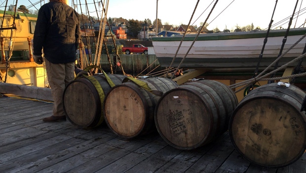 Barrels of rum from Ironworks Distillery