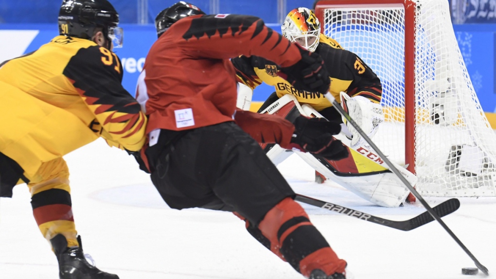 Canada forward Derek Roy cuts towards the net