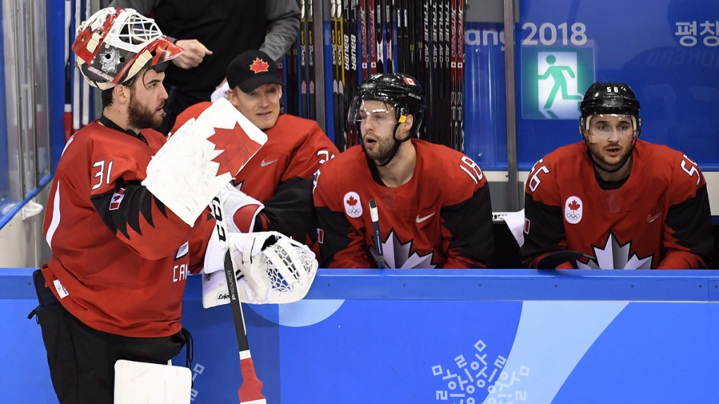 Canada goaltender Kevin Poulin (31) at the bench