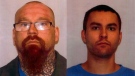 Dale Jacob Gilchrist, 34, is pictured at left, William Benjamin Hunter-Garrioch, 21, at right. (Source: Manitoba RCMP)
