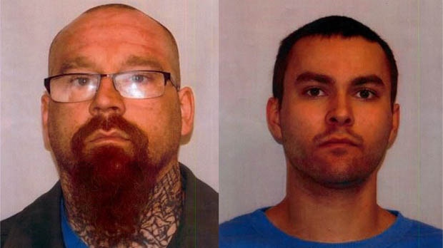Dale Jacob Gilchrist, 34, is pictured at left, William Benjamin Hunter-Garrioch, 21, at right. (Source: Manitoba RCMP)