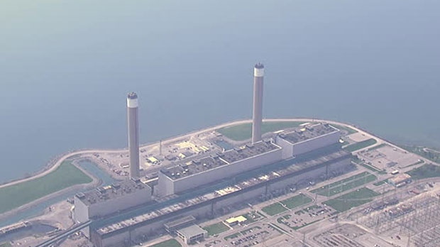 Two chimney stacks at the Nanticoke generating station will be demolished today. 