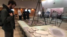 Students review the design plans for the new $73-million Lancer Sports and Rec Centre on Wednesday February 28, 2018 (Angelo Aversa / CTV Windsor)