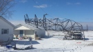 A winter storm took down a hydro tower in St. Joachim, Ont., on Friday, March 2, 2018. (Sacha Long / CTV Windsor)