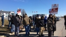 Workers hit the picket line at Dakkota Integrated Systems on Sunday, March 4, 2018. (Melanie Borrelli / CTV Windsor)