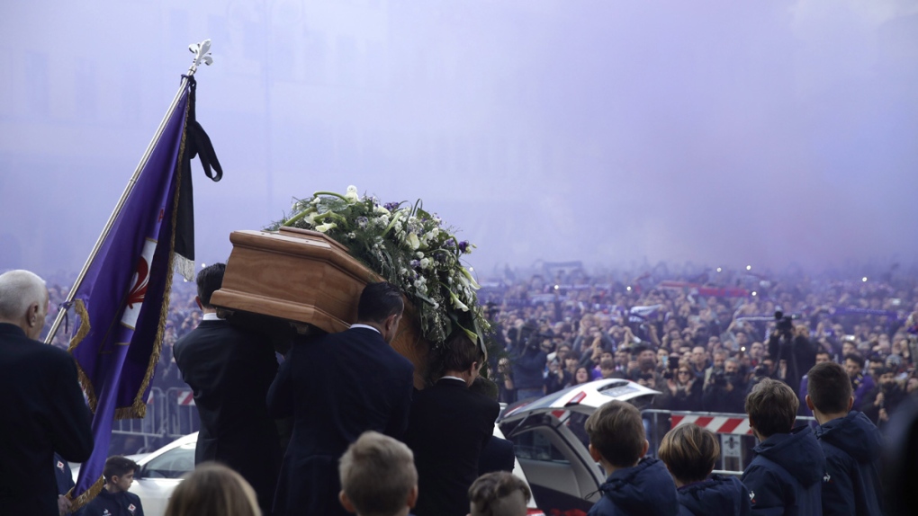 Davide Astori's coffin leaves the church