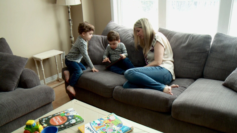 Amelia Spiers and 3-yr-old twins Kael and Hayes.