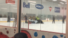 Ottawa Paramedics, bystanders and arena staff treat a 44-year-old man after he suffered a sudden cardiac arrest at the Bell Sensplex shortly after 7 p.m. on Wednesday, March 7, 2018.  