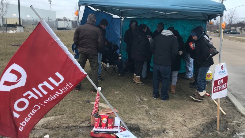 Workers at ZF-TRW have hit the picket lines after rejecting a tentative deal on March 9, 2018. (Angelo Aversa / CTV Windsor)