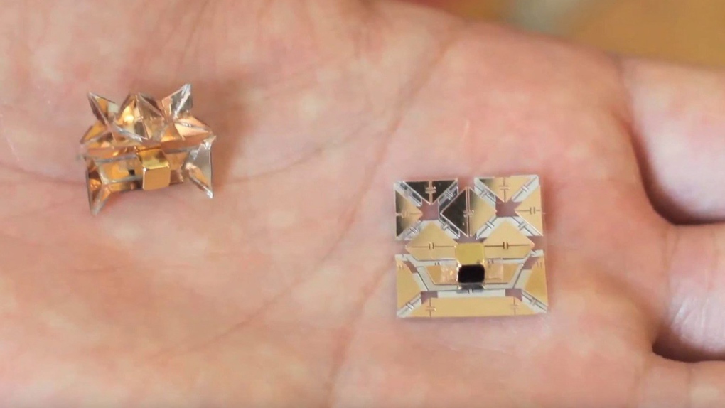Self-folding origami robots